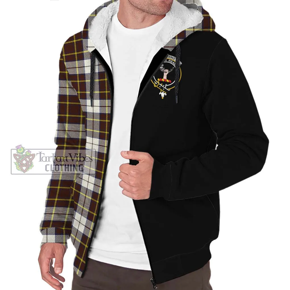 Burns Battalion Weathered Tartan Sherpa Hoodie with Family Crest and Half Of Me Style