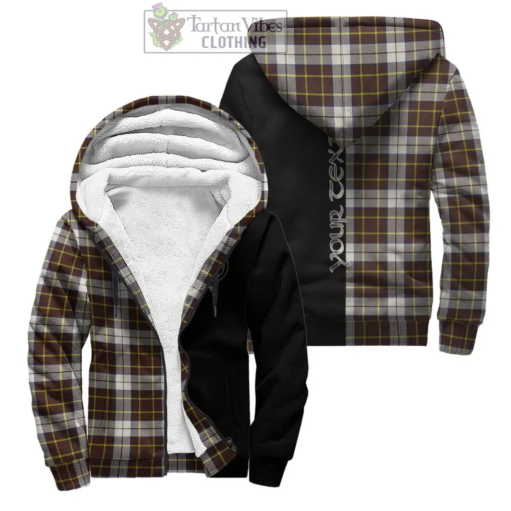 Burns Battalion Weathered Tartan Sherpa Hoodie with Family Crest and Half Of Me Style