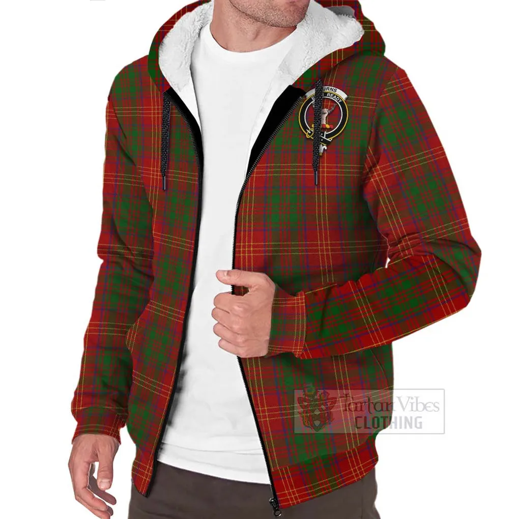 Burns Tartan Sherpa Hoodie with Family Crest Celtic Skull Style