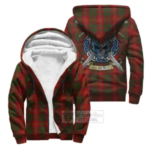 Burns Tartan Sherpa Hoodie with Family Crest Celtic Skull Style