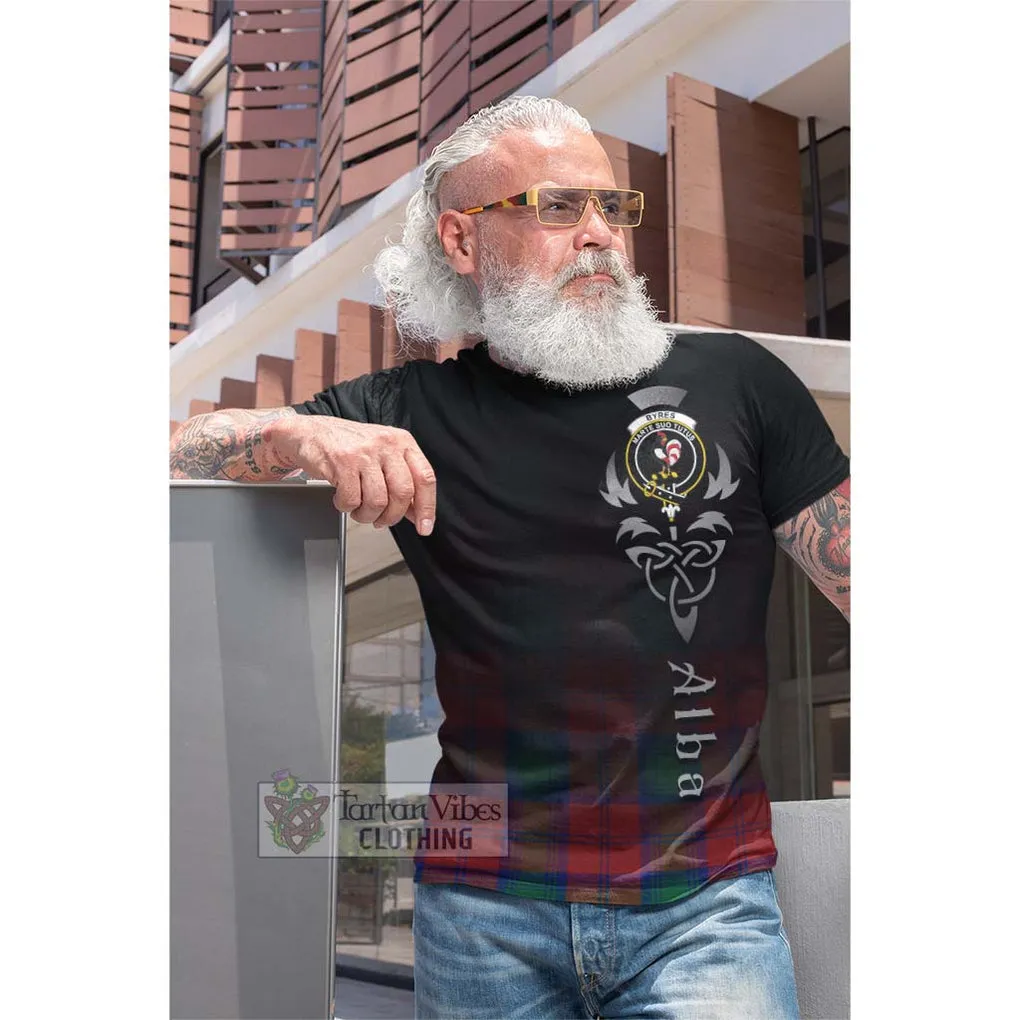 Byres (Byses) Tartan Cotton T-shirt Featuring Alba Gu Brath Family Crest Celtic Inspired