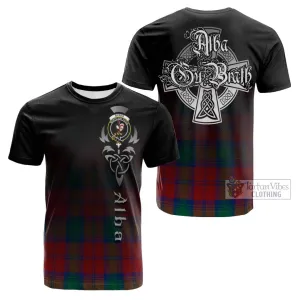 Byres (Byses) Tartan Cotton T-shirt Featuring Alba Gu Brath Family Crest Celtic Inspired