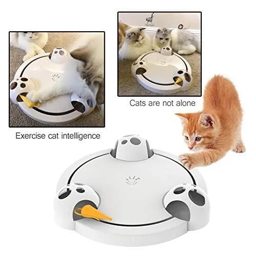 Cat Toys Interactive Roating Pounce Hide Seek Mouse Hunting Scratch Board Electric Amusement Plate