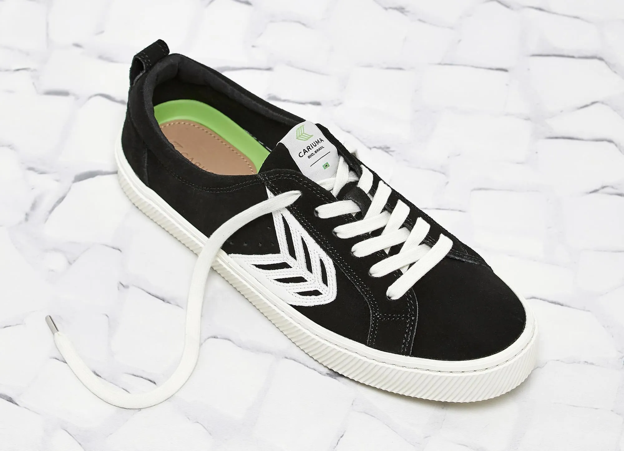 CATIBA Low Black Suede Ivory Logo Sneaker Men