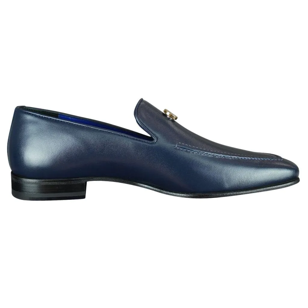 Classica Blu Mezzanotte With Yellow Gold Hardware Leather Loafer