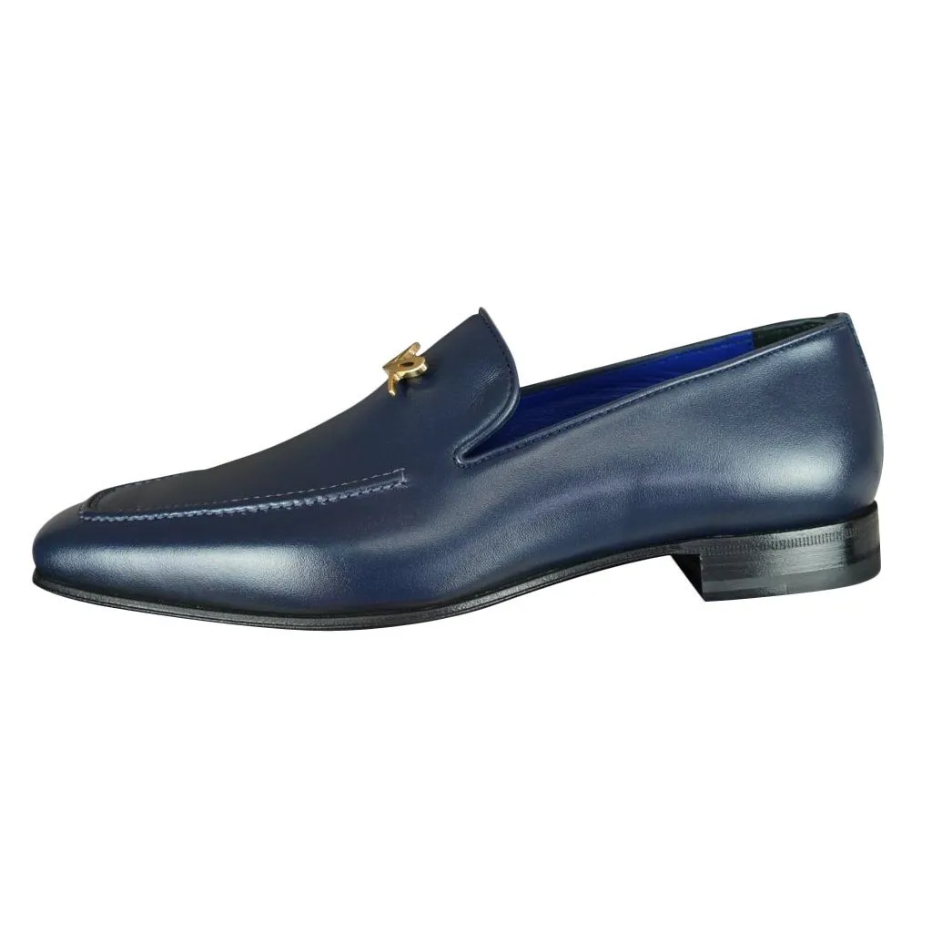 Classica Blu Mezzanotte With Yellow Gold Hardware Leather Loafer