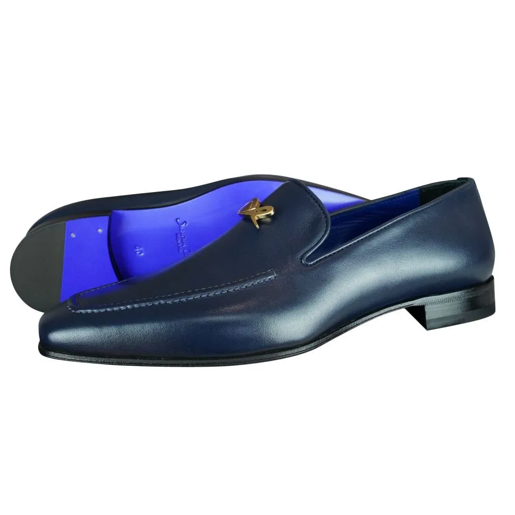 Classica Blu Mezzanotte With Yellow Gold Hardware Leather Loafer