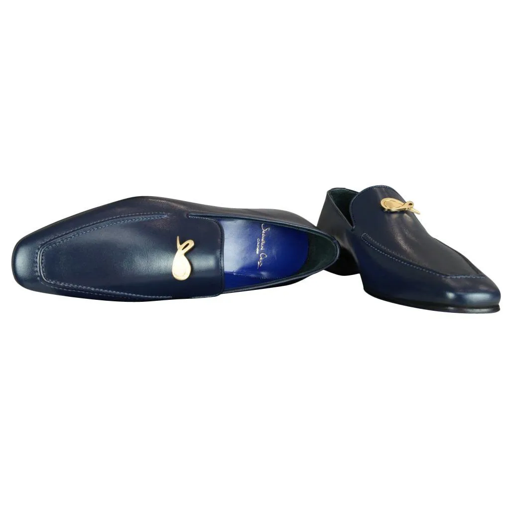 Classica Blu Mezzanotte With Yellow Gold Hardware Leather Loafer