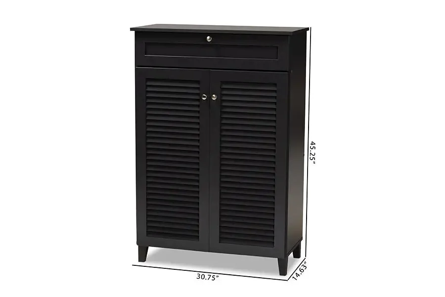 Clevedon Dark Grey Finished 5-Shelf Wood Shoe Storage Cabinet w/Drawer