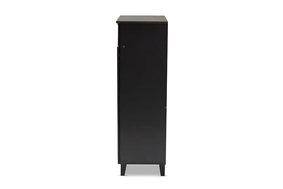 Clevedon Dark Grey Finished 5-Shelf Wood Shoe Storage Cabinet w/Drawer