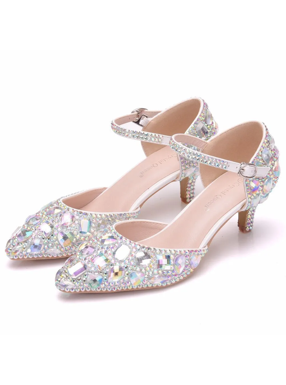 Colored Rhinestone Stiletto Pointed Sandals