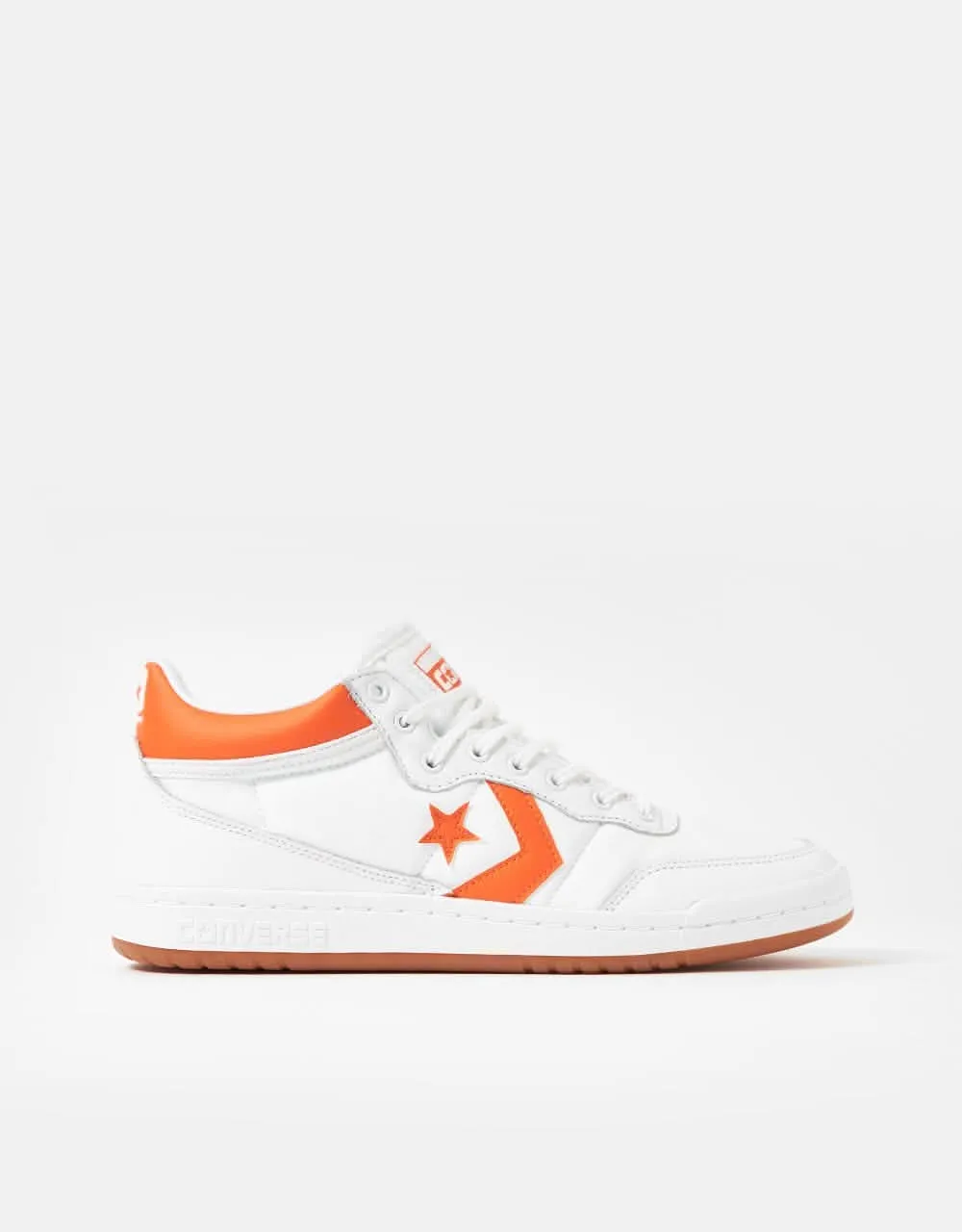 Converse Fastbreak Pro Leather & Nylon Skate Shoes - White/Orange/White