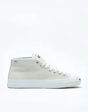 Converse Jack Purcell Pro Mid Suede Skate Shoes - White/White/White