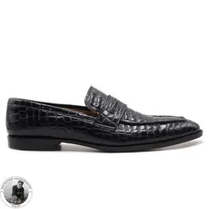 Custom Made Men's Black Animal Print Leather Loafer Moccasin Slip on Dress Shoes