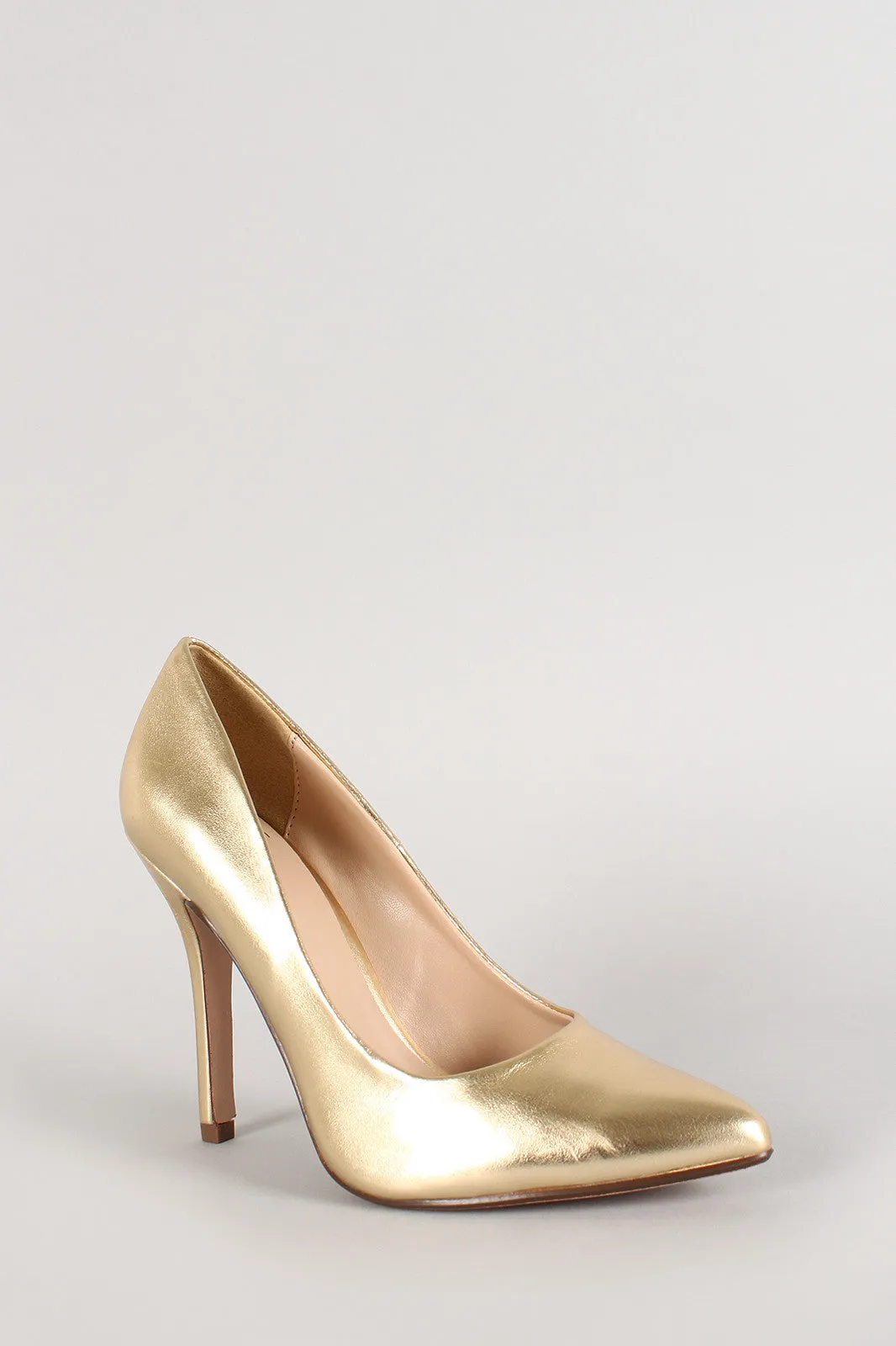 Delicious Metallic Pointy Toe Stiletto Pump