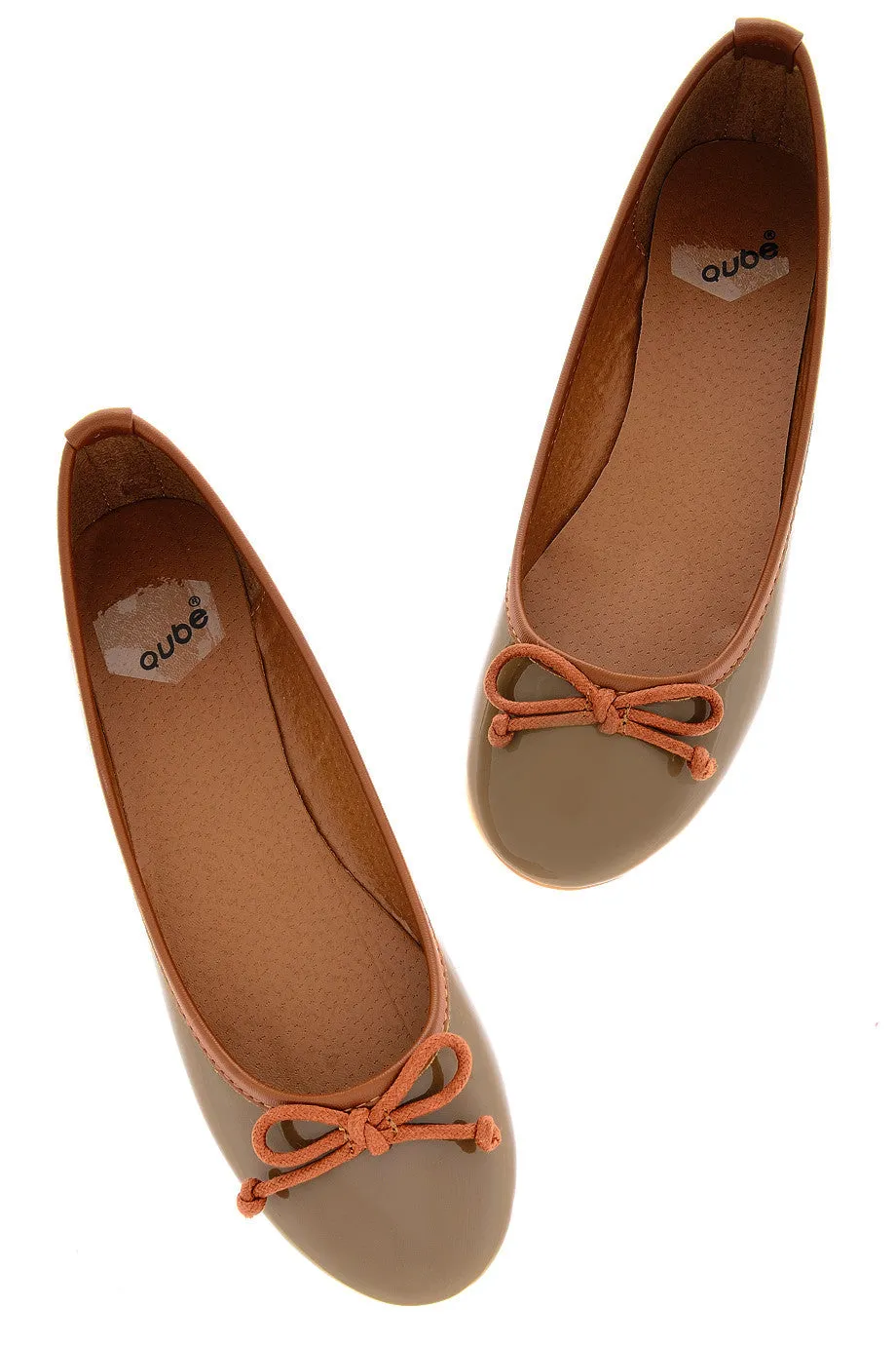 DEUX COULEUR Taupe Patent Ballerinas