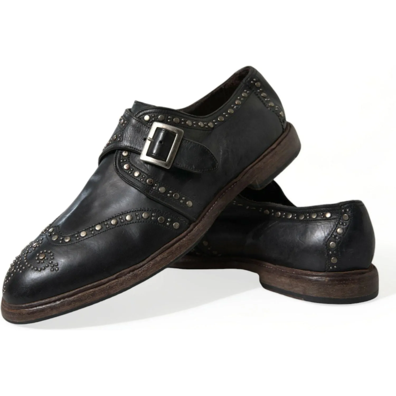 Dolce & Gabbana Elegant Calfskin Leather Monk Straps