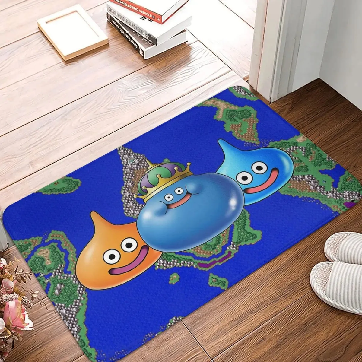 Dragon Quest Warrior Dragonlord Hero Slimes Game Bath Mat Slime King Doormat Flannel Carpet Entrance Door Rug Home Decoration