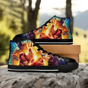 Flash Batman SuperGirl Justice League Shoes High Top Sneakers for Kids and Adults