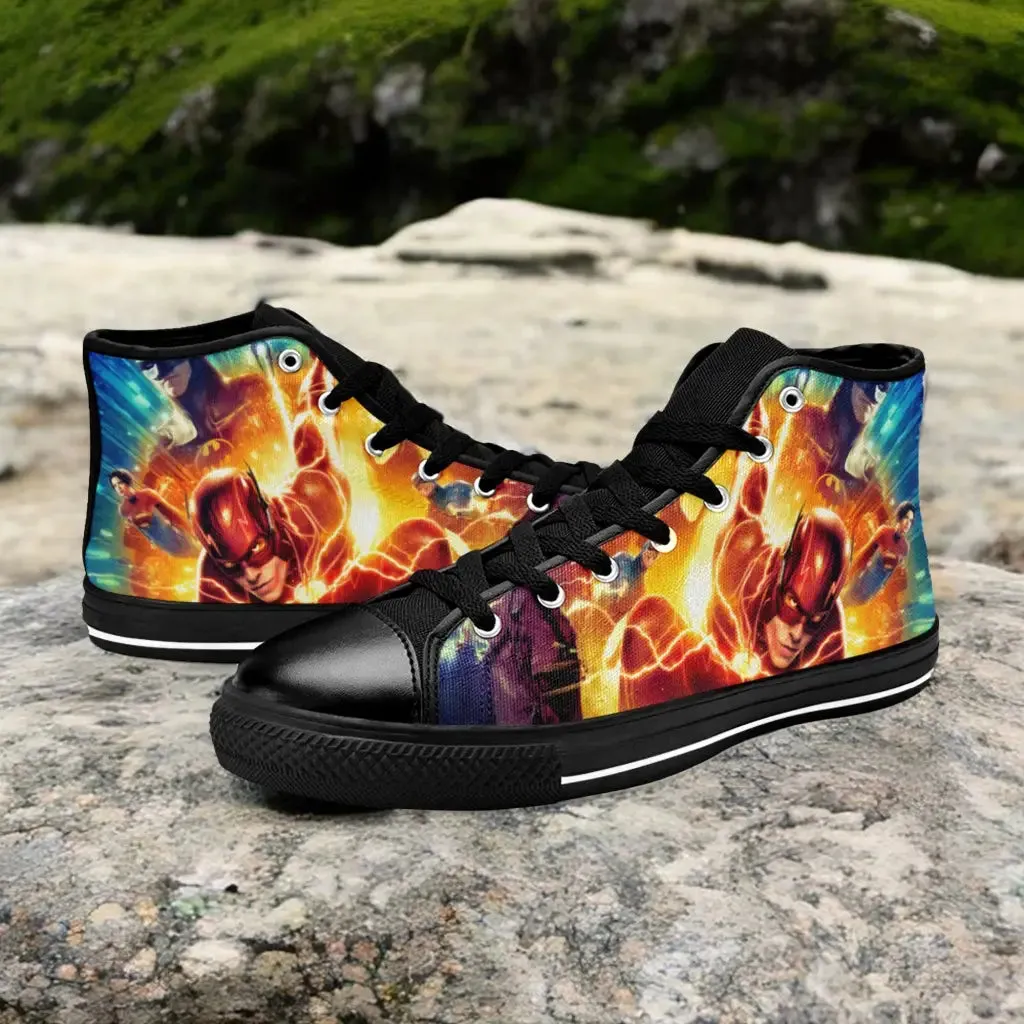 Flash Batman SuperGirl Justice League Shoes High Top Sneakers for Kids and Adults