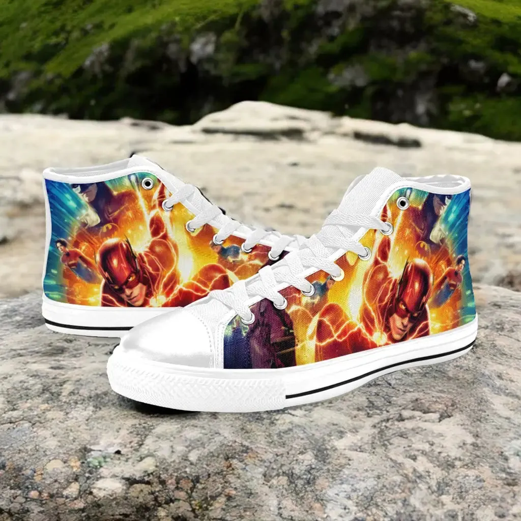 Flash Batman SuperGirl Justice League Shoes High Top Sneakers for Kids and Adults