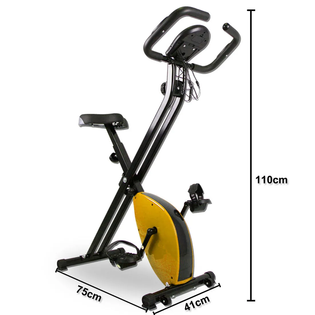 Folding Magnetic Upright Bicycle Training Fitness Stationary Flywheel X-Bike - yellow