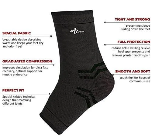 Foot Sleeve (Pair) with Compression Wrap -Ankle Brace For Arch & Ankle Support–Football, Basketball, Volleyball, Running -For Sprained Foot, Tendonitis, Plantar Fasciitis