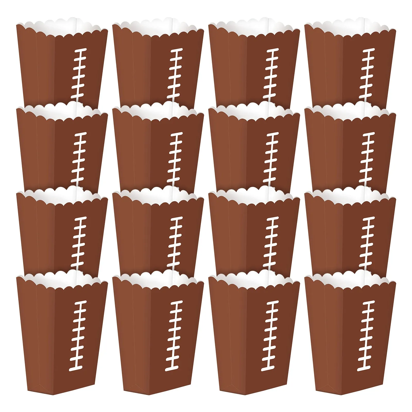 Football Party Large Snack & Popcorn Boxes, 7 1/2"H x 3 1/2"W x 2 1/4"D (Serves 16)