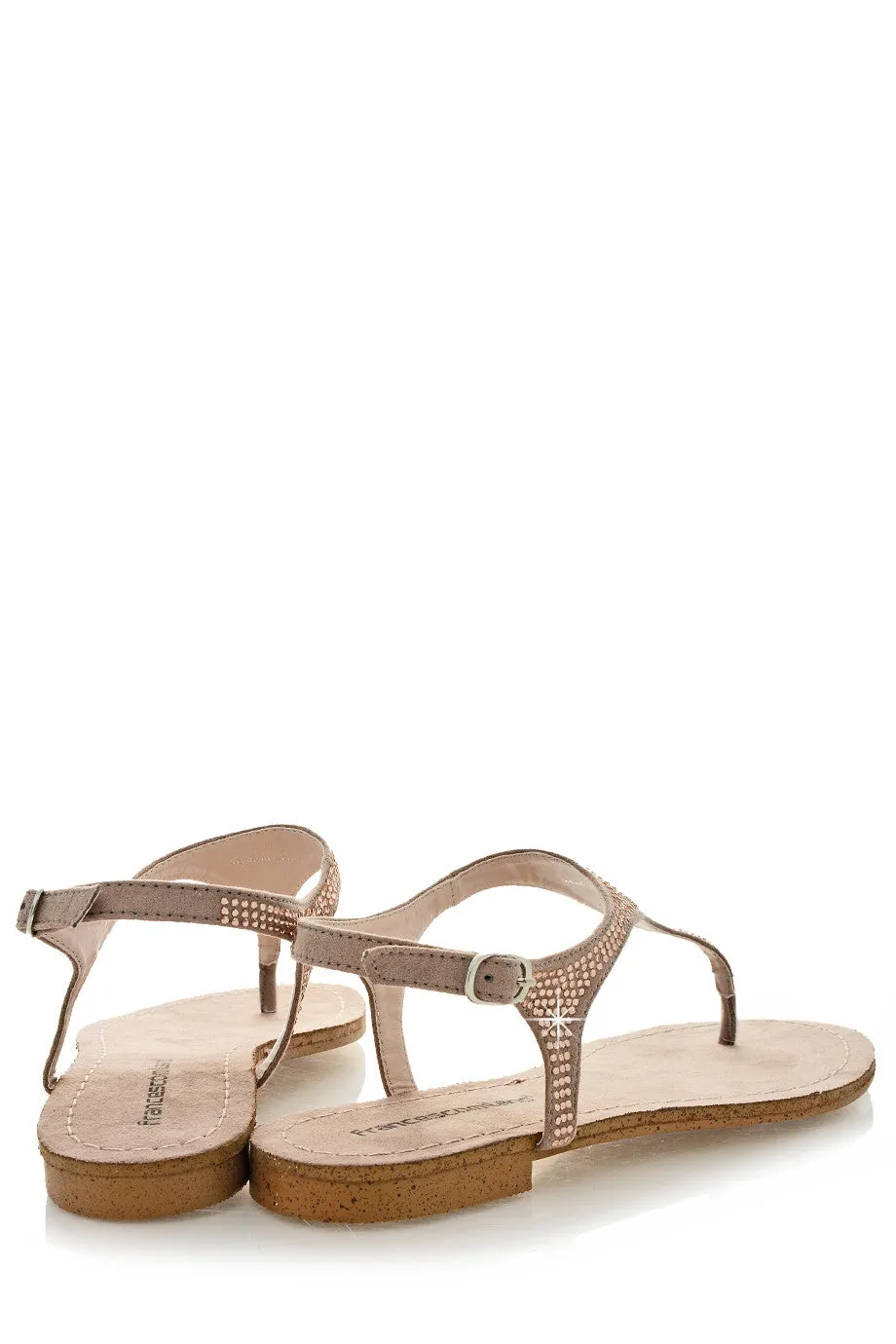 FRANCESCO MILANO ARETHA Beige Crystal Leather Women Sandals