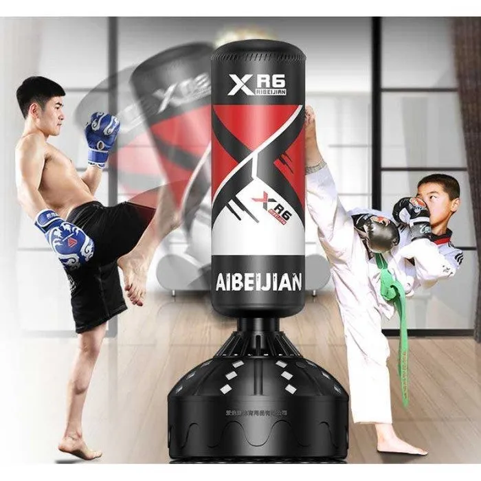 Free Standing Punching / Boxing Dummy Rubber Red PU   PVC