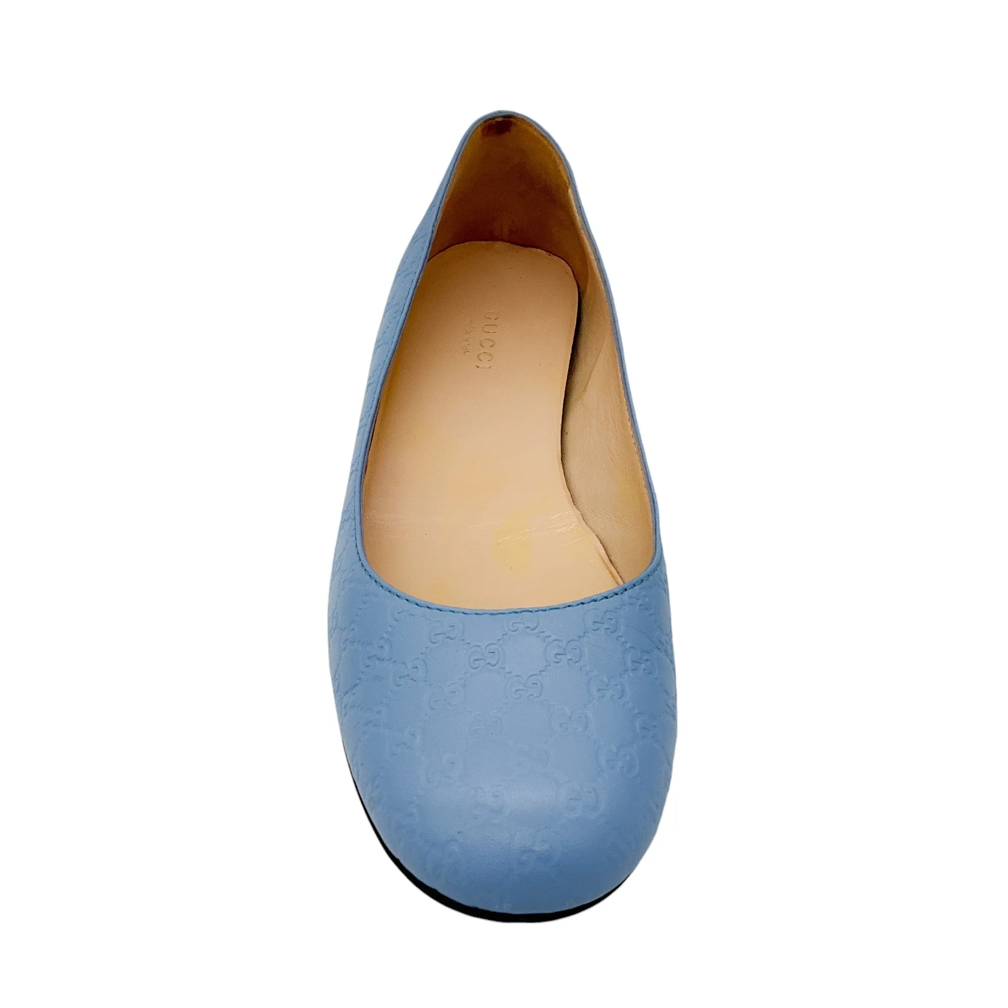 Gucci Baby Blue Guccissima Leather Ballerina Flats