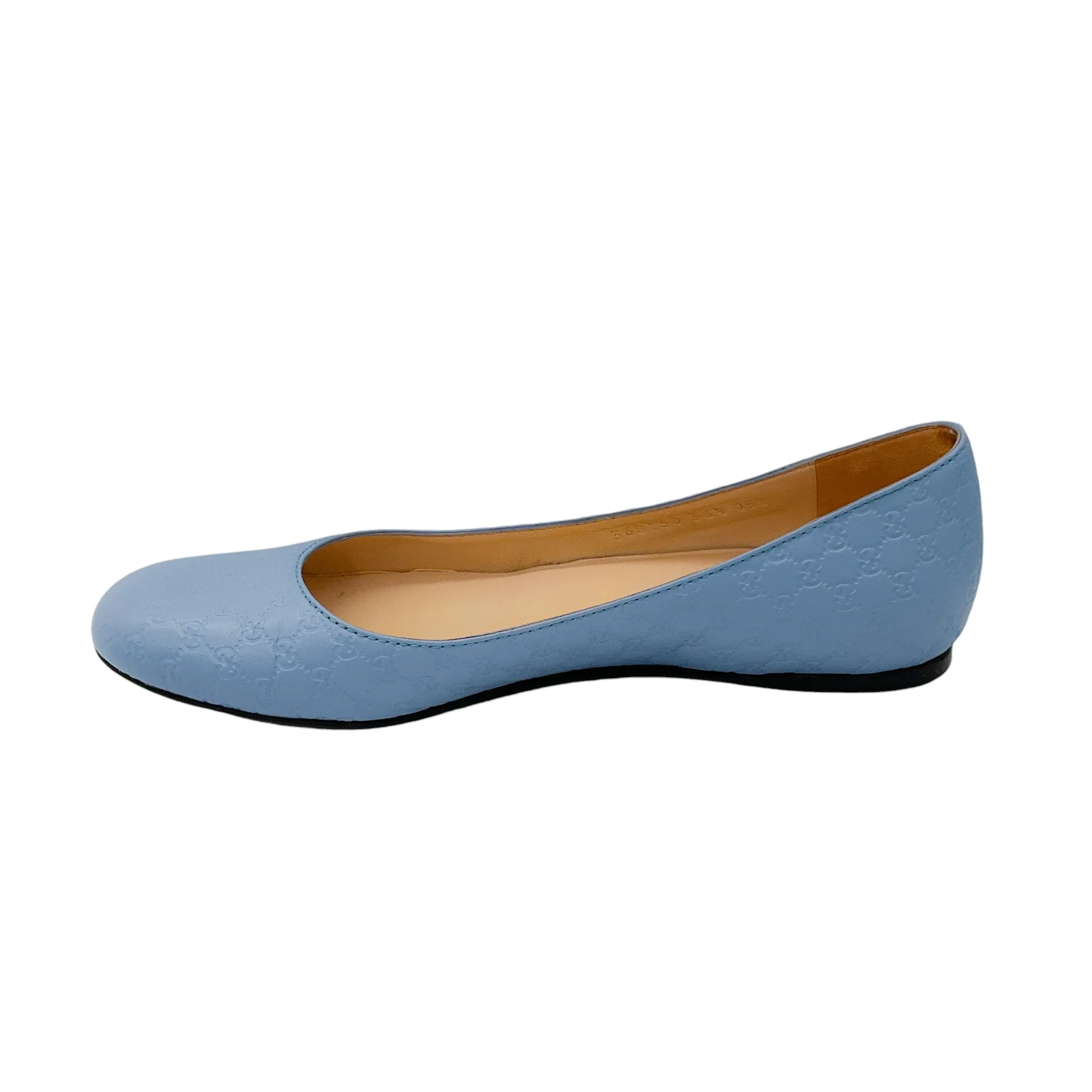 Gucci Baby Blue Guccissima Leather Ballerina Flats