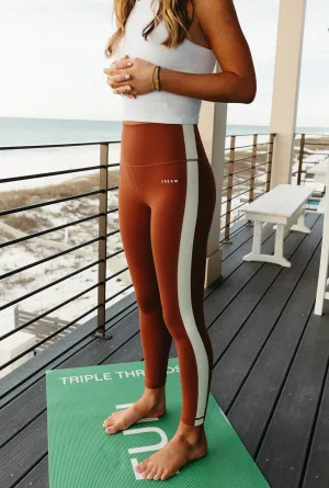 Hana Side Stripe Leggings - Rust