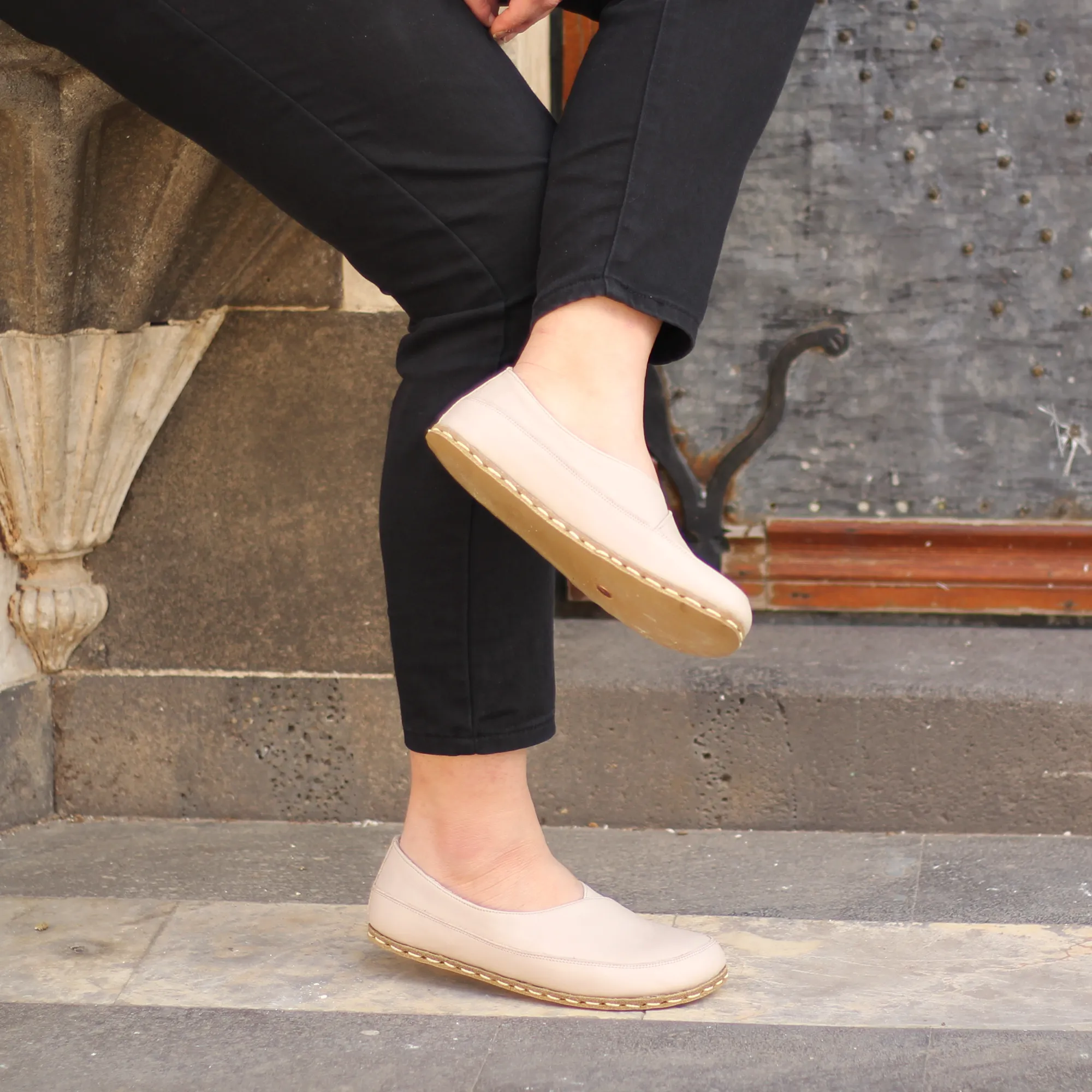 Handmade Barefoot Loafers for Women Cream