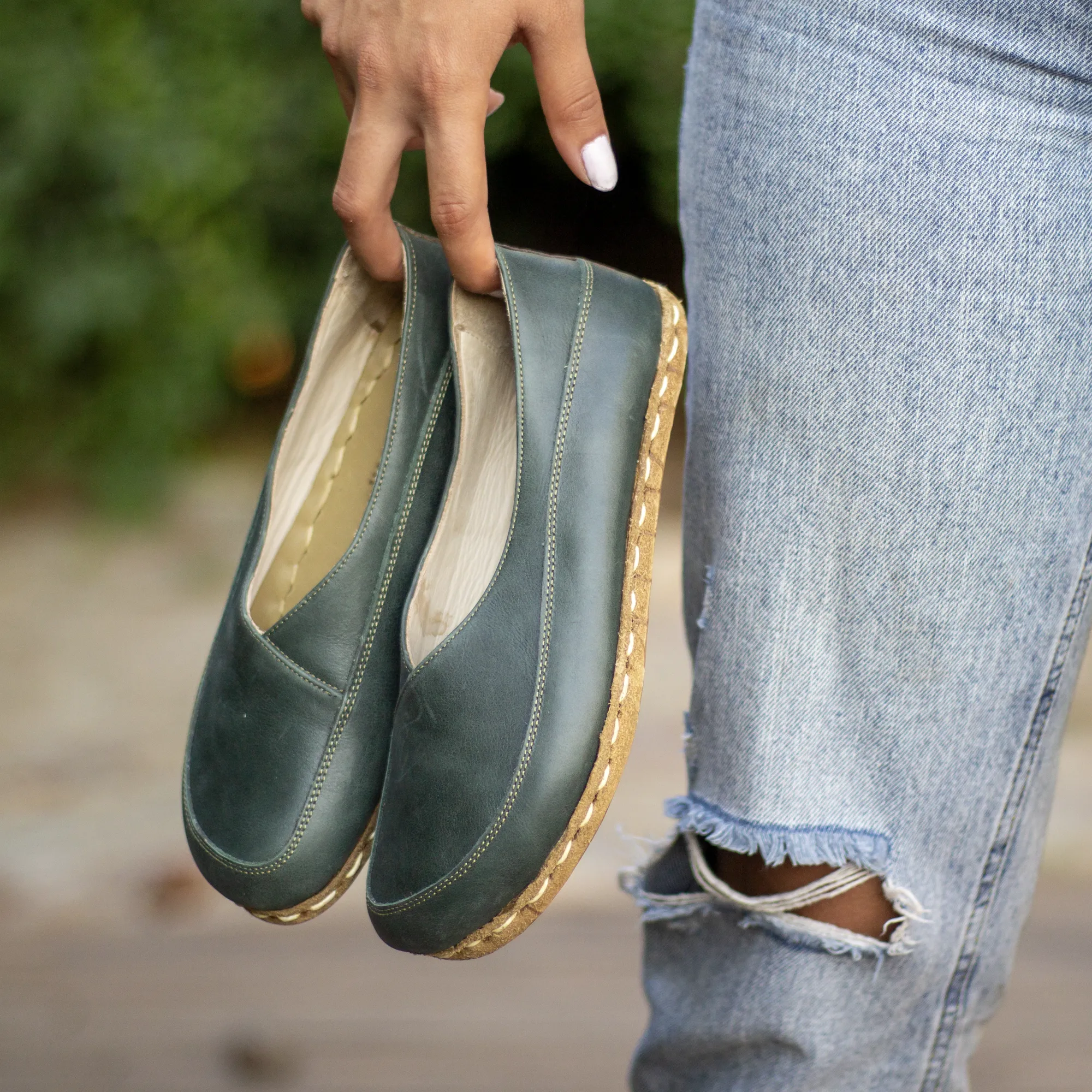 Handmade Barefoot Loafers for Women Toledo Green