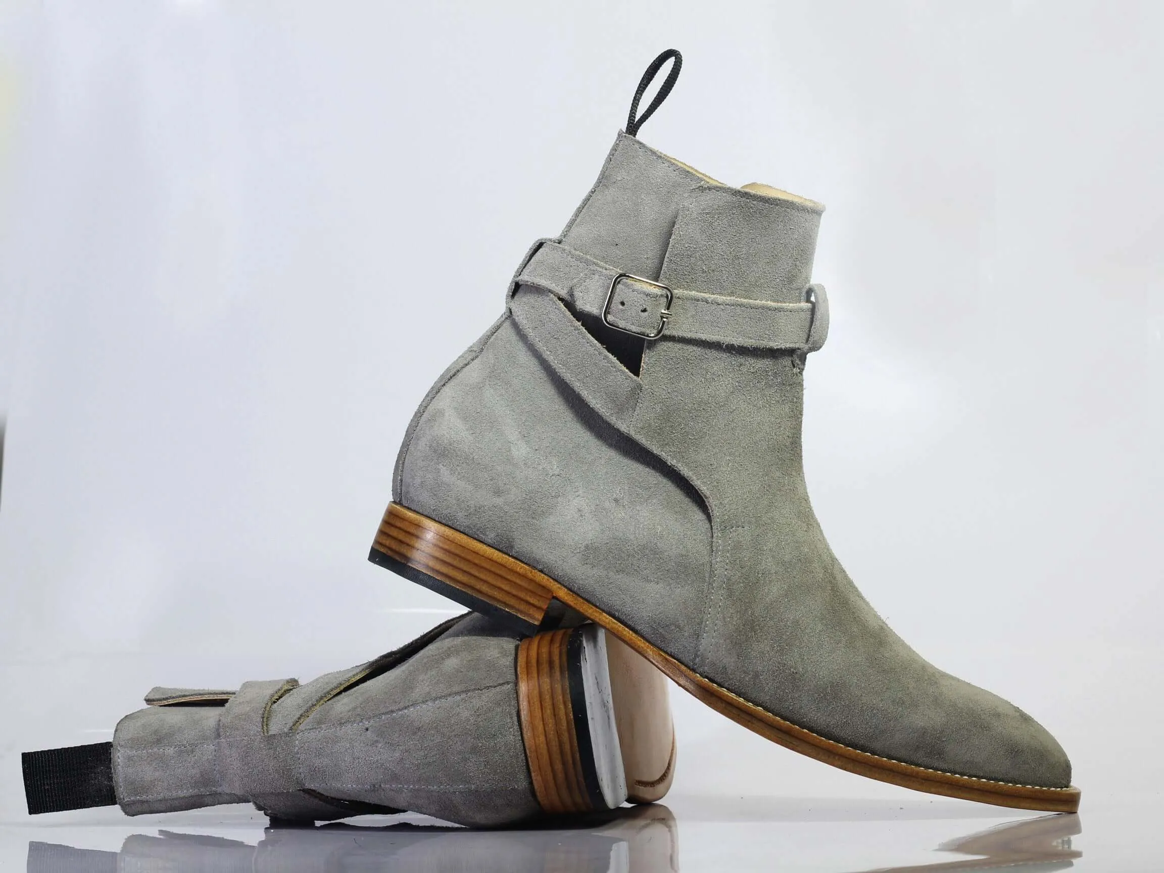 Handmade Jodhpurs Suede Leather Boots For Men's