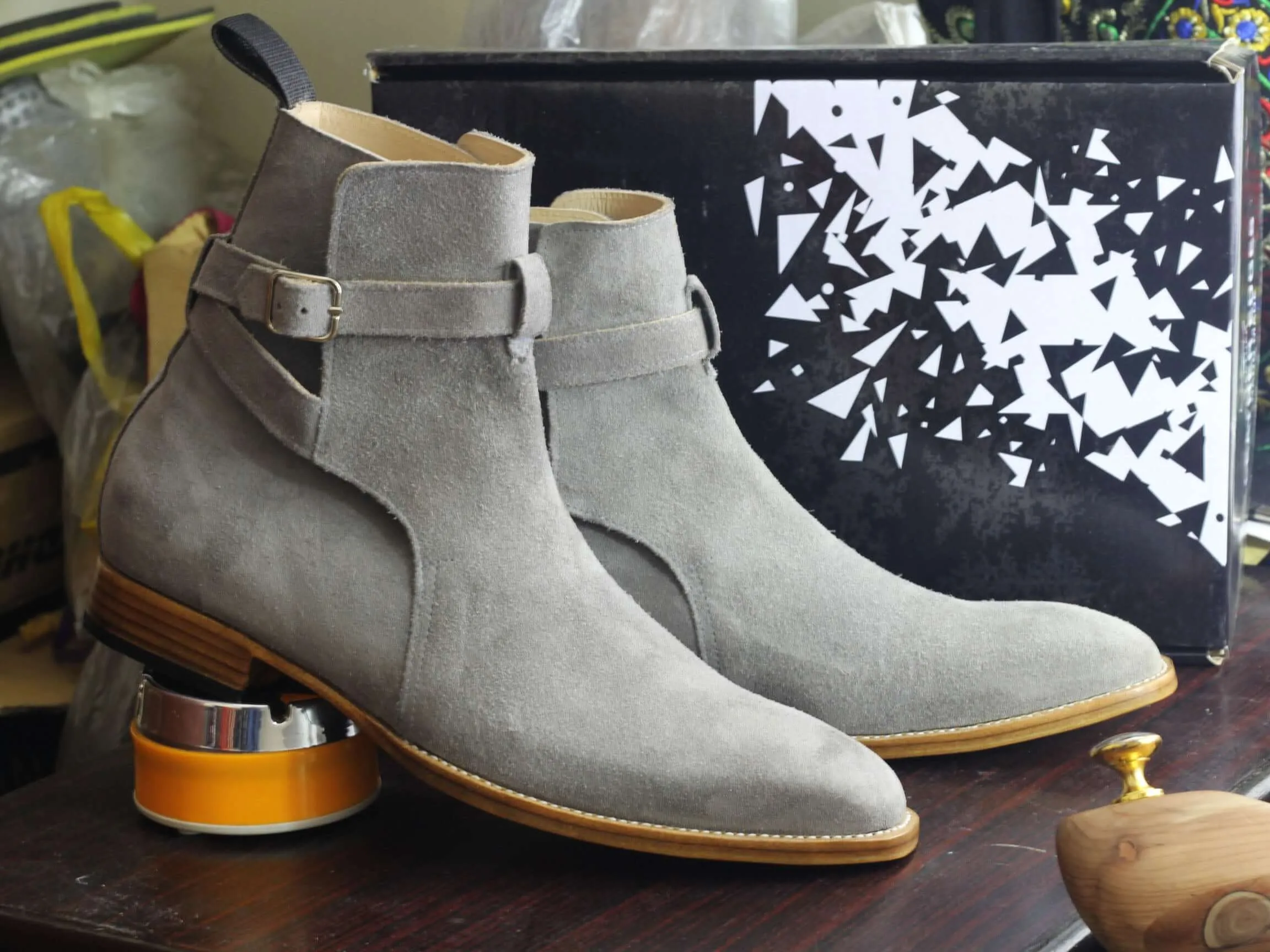 Handmade Jodhpurs Suede Leather Boots For Men's