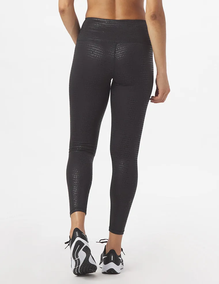 High Power Legging Print: Black Pebble Gloss