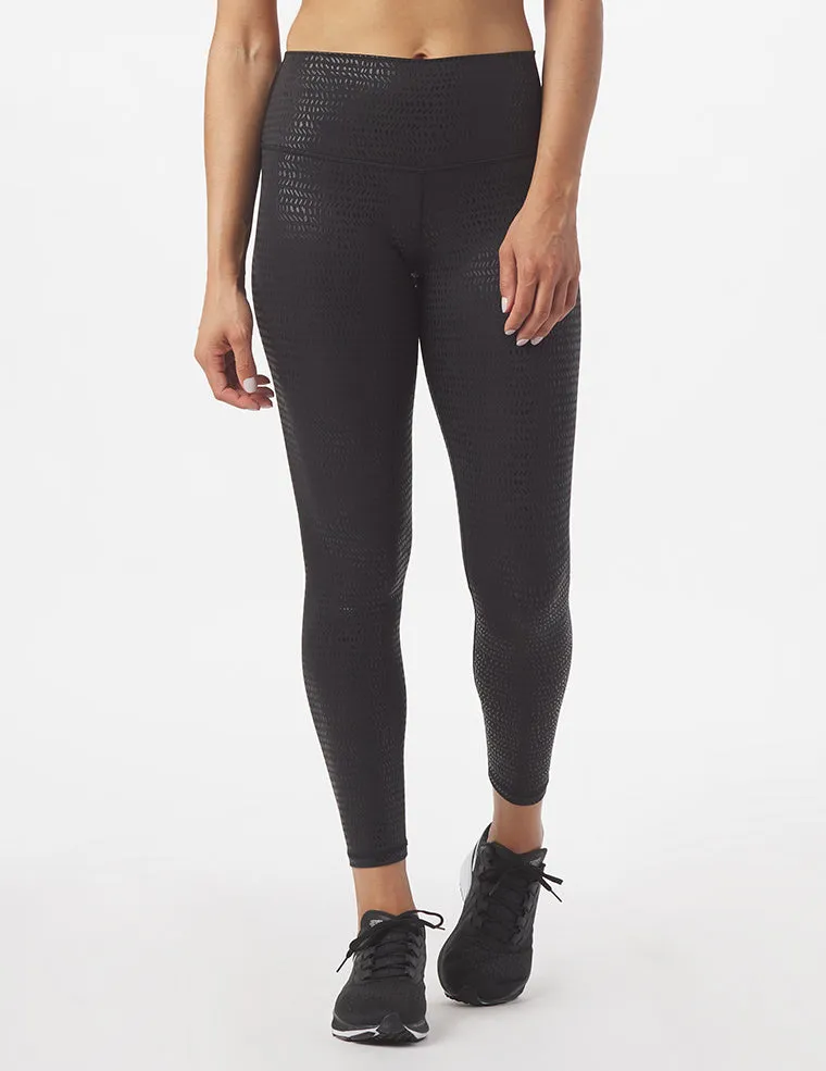 High Power Legging Print: Black Pebble Gloss