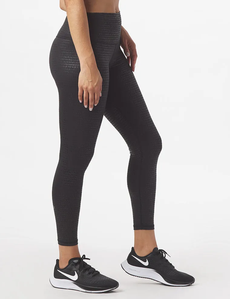 High Power Legging Print: Black Pebble Gloss