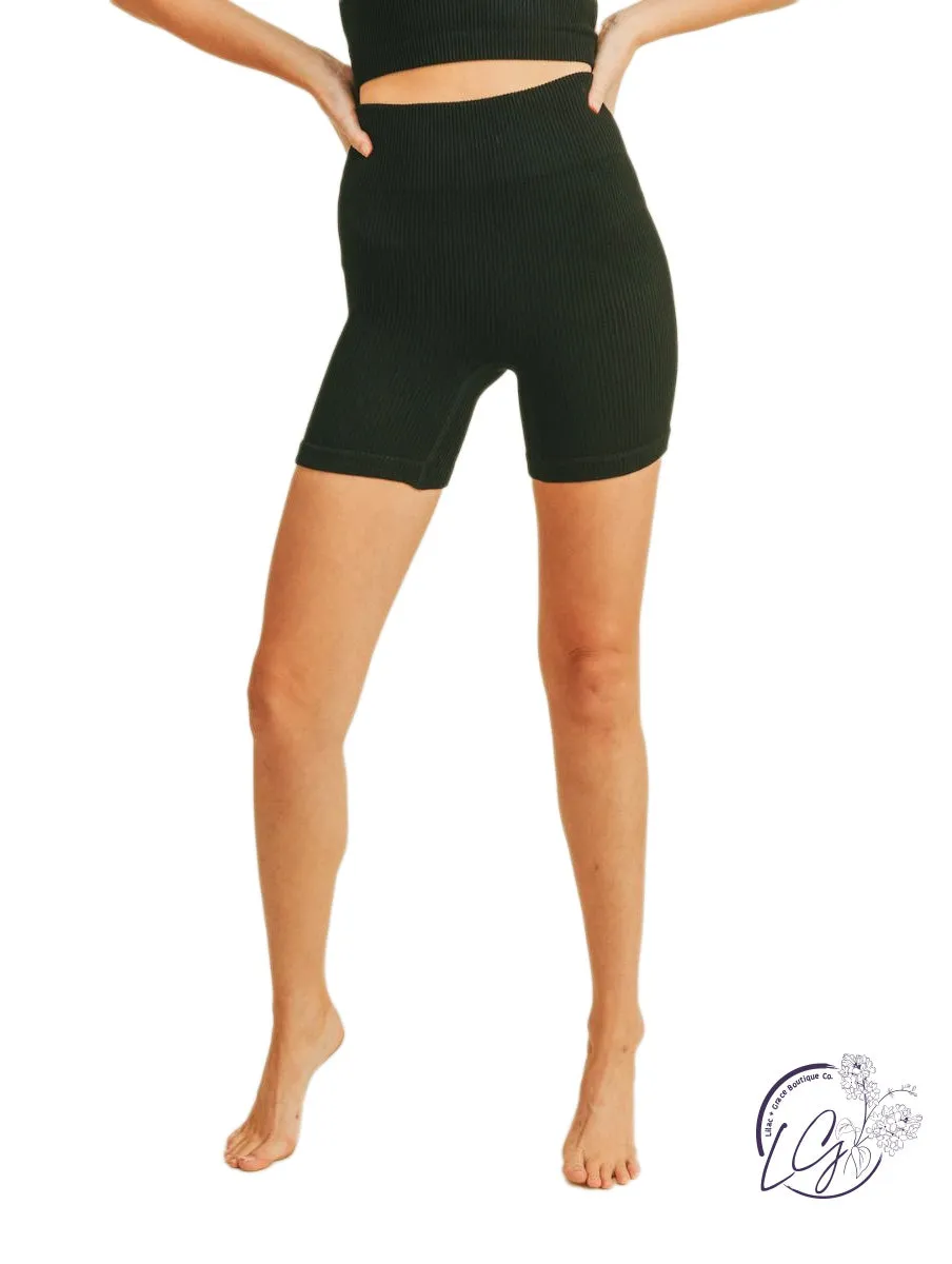 High Rise Premium Ribbed Seamless Biker Short