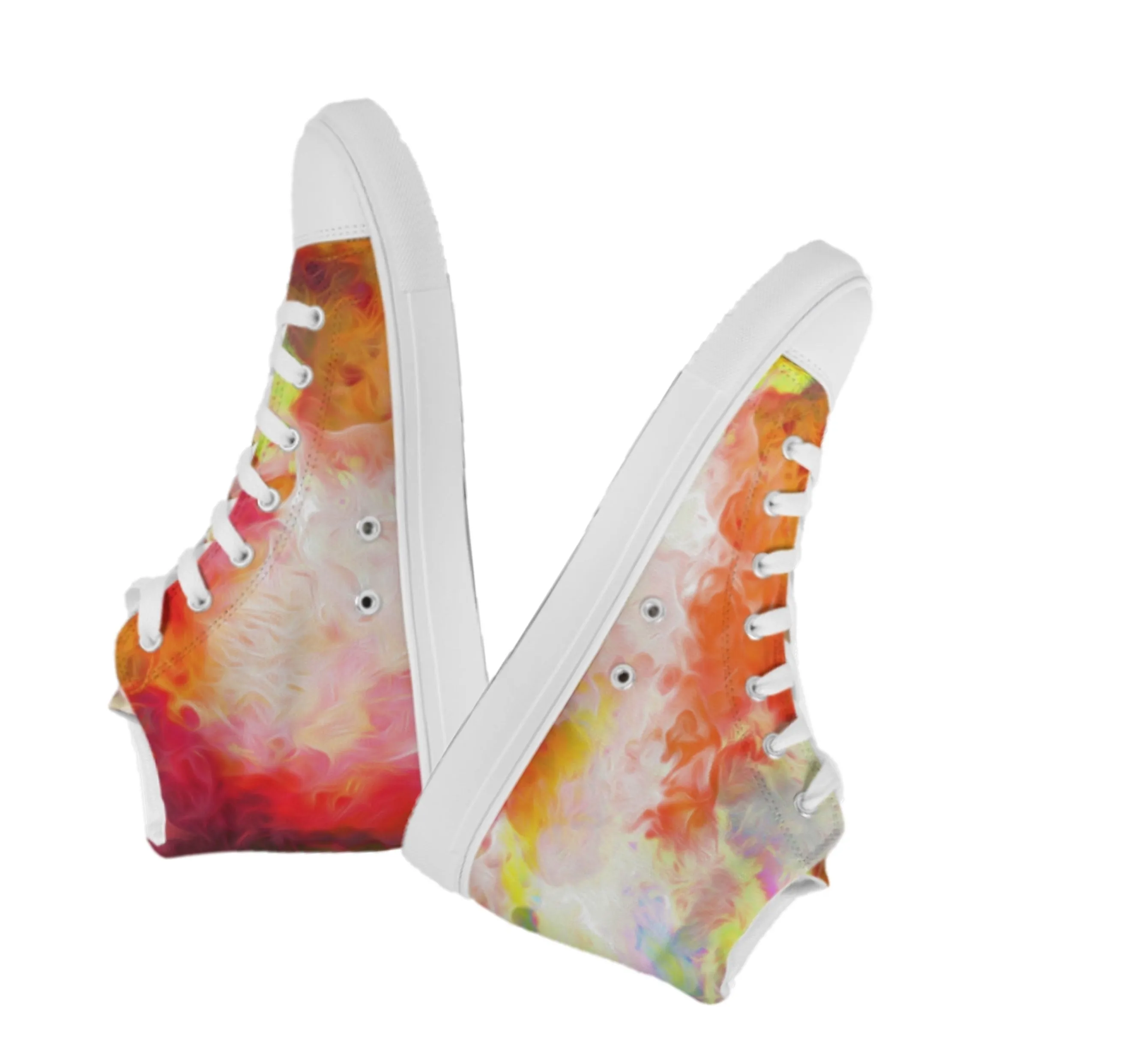 High Top Sneaker Action for Girls. Tie Dye Art Dance Sneakers for Women. WickedYo