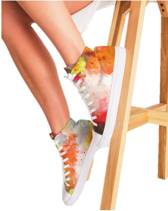 High Top Sneaker Action for Girls. Tie Dye Art Dance Sneakers for Women. WickedYo