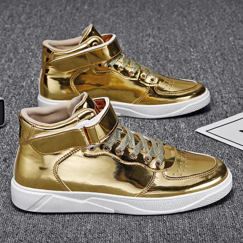 Hnzxzm Men High Top Sneakers Designer Luxury Boots Fashion Mirror Skateboarding Casual Outdoor Golden Boys Sport Shoes DESIGN FASHION