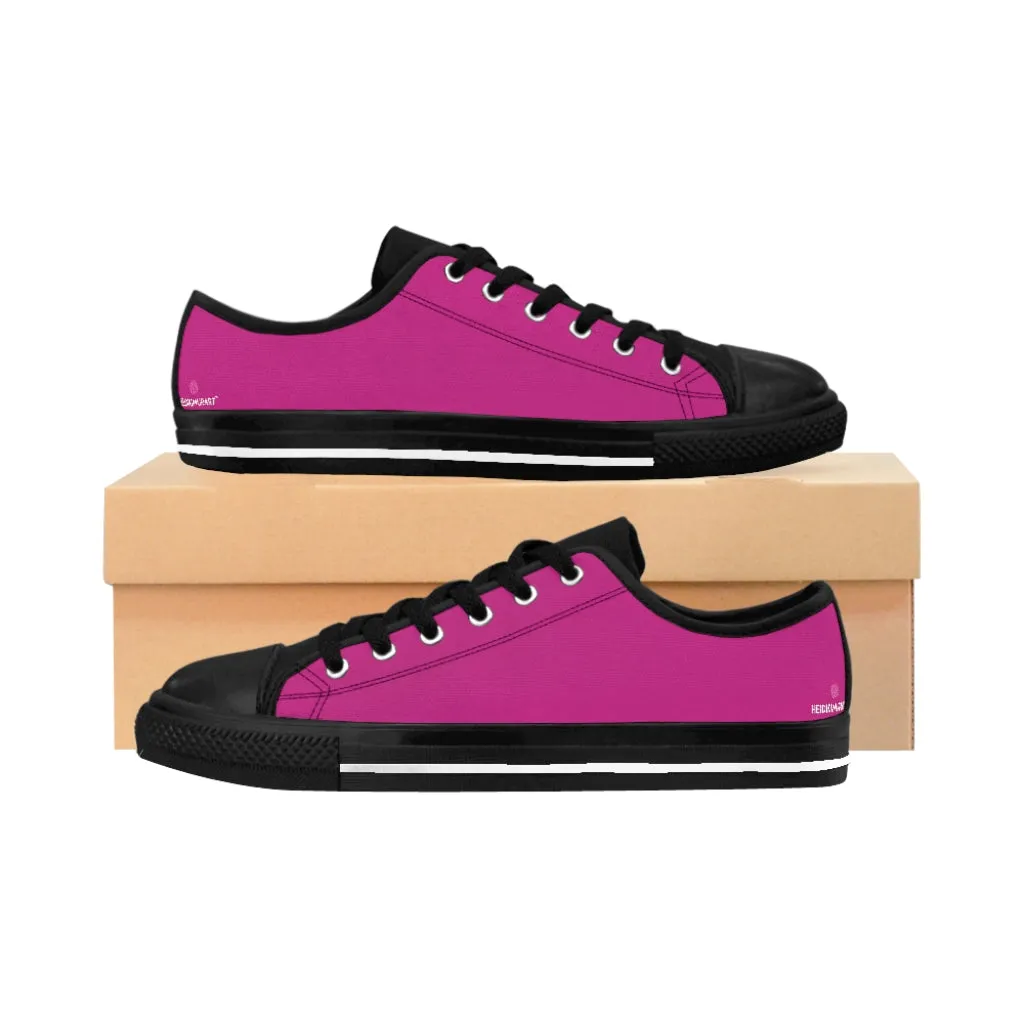 Hot Pink Color Women's Sneakers, Pink Lightweight Low Tops Tennis Running Casual Shoes  For Women