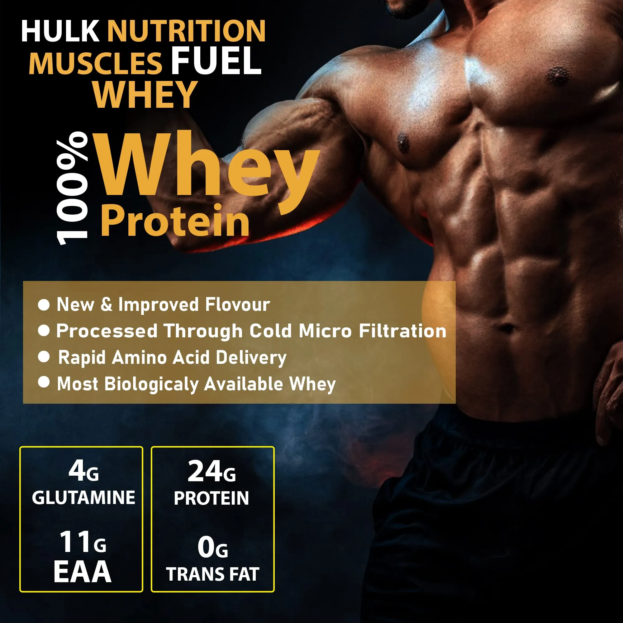 Hulk Nutrition 100% Whey Protein Powder | Pure Protein Blend (Whey Protein Isolate, Whey Protein Concentrate) | 48g High Protein, Low Carbs, Low Fat with Digestive Enzymes, 4g Glutamine & 11g EAA | Whey High Protein Meal Replacement [1Kg, Chocolate]