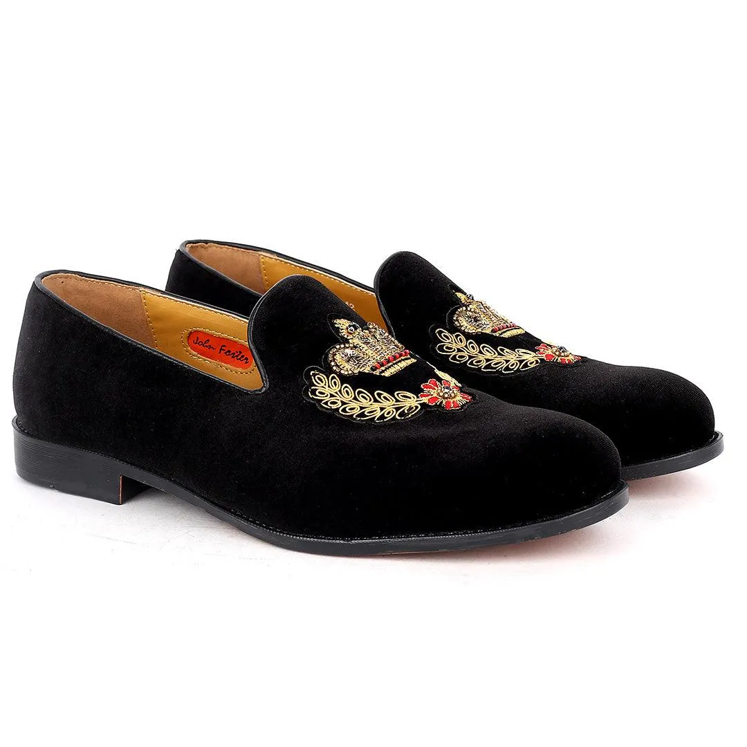 John Foster Suede Leather With Gold Royalty Designed Shoe