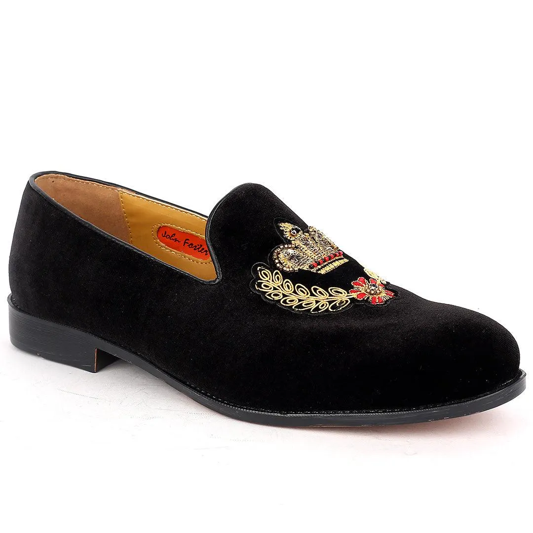 John Foster Suede Leather With Gold Royalty Designed Shoe