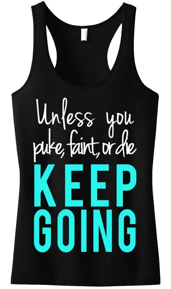 Keep Going Workout Tank Top - Stay Motivated with this Sheer Mini Rib Racerback