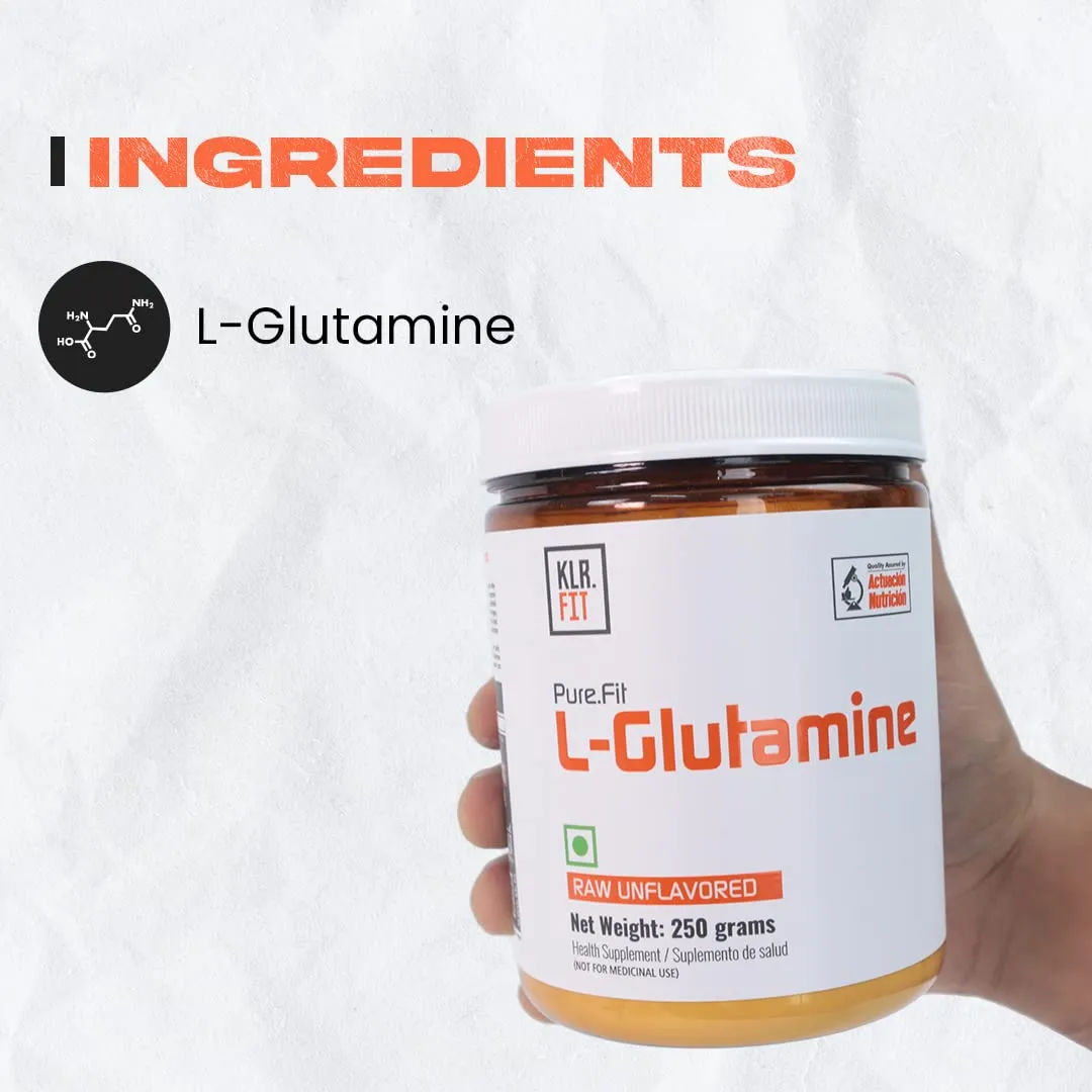 Klr.Fit L-Glutamine Powder - Pharmaceutical Grade Raw Unflavored L-Glutamine | Reduce Fatigue, Decrease Muscle Soreness | Support Immune System | 5000mg per Serving - 250 grams